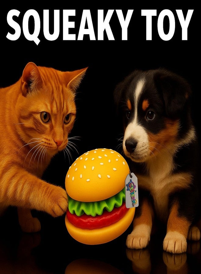 Western Era Burger Squeaky Dog Toy | Soft Latex Chewable Pet Toy with Built-in Squeaker | Realistic Burger Shape for Chewing, Teething, Play | Rubber | Ideal for Puppies, Small & Medium Dogs (Type 6) - Image 2