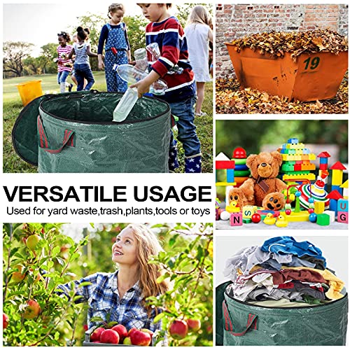 Pilntons 3 Pack 72 Gallons Reusable Yard Waste Bags with Lid Extra Large Lawn Leaf Bags Heavy Duty with 4 Handles Garden Waste Bags Container for Clean Up Outdoor Debris Leaves Grass Clippings - Image 5
