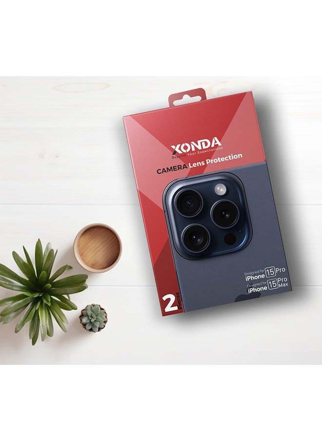 Xonda - 2 Pices For iPhone 15 Pro\ 15 Pro Max Camera Lens Blue - Image 1
