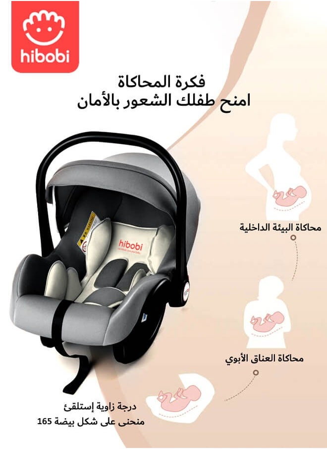 هيبوبي كرسي سيارة فخم متعدد الاستخدامات وحاملة أطفال مع مقبض وسقف، مقبض قابل للتعديل، حزام أمان ثلاثي النقاط، مناسب للأطفال حديثي الولادة من عمر 0 إلى 15 شهرًا  - Image 3