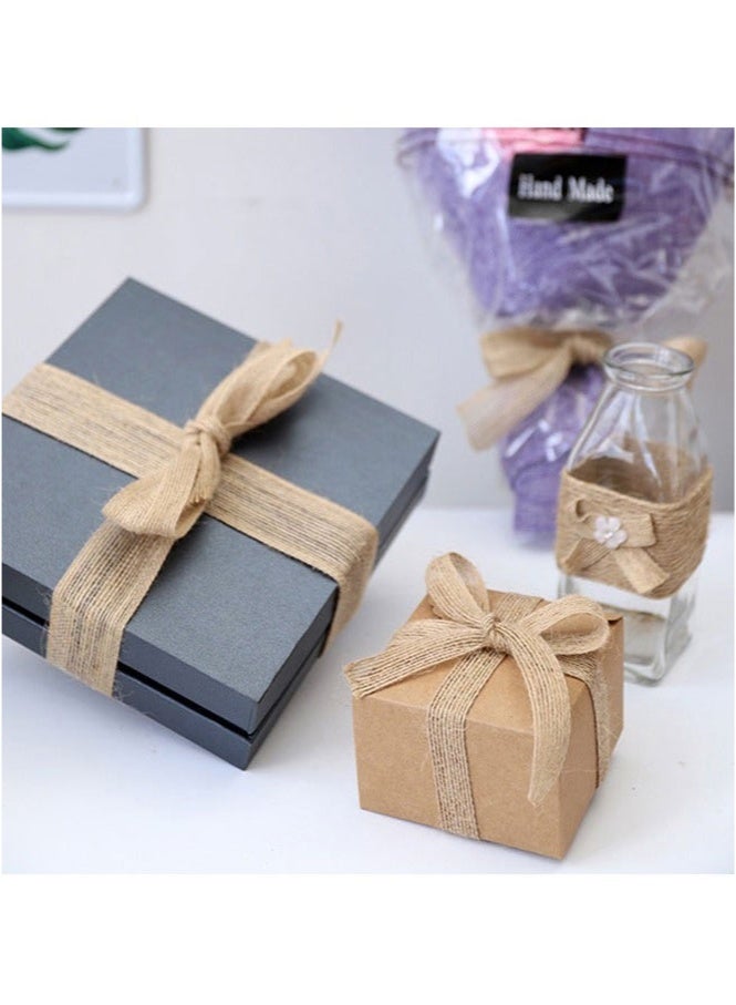 BAEKO 4 Rolls Of Natural Burlap Fabric With Burlap Ribbon For Gift Wrapping Wedding Event Party Home Bows Crafts Decoration, 11 Yards Long 0.787 Inch Wide Each Roll - Image 5
