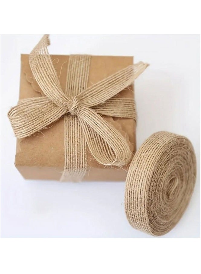 BAEKO 4 Rolls Of Natural Burlap Fabric With Burlap Ribbon For Gift Wrapping Wedding Event Party Home Bows Crafts Decoration, 11 Yards Long 0.787 Inch Wide Each Roll - Image 4