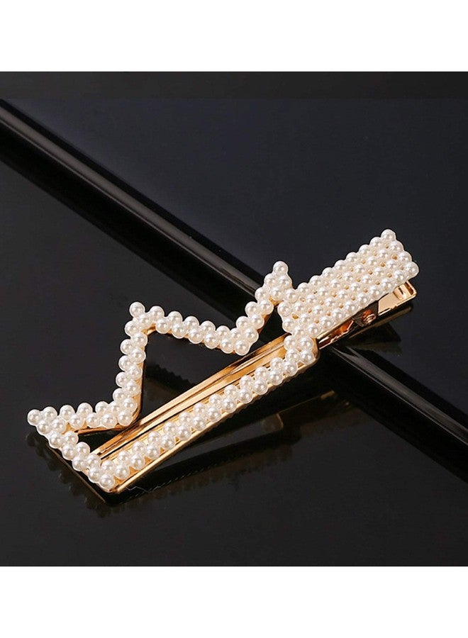 Rubela Pearl Metal Hair Clips Pins For Hair Styling/Pins Barrette Ties Hair for Women Girls, Elegant Handmade Fashion Hair Accessories Bobby Pin, Crow Clip Random Design for Party, Jewelry Pack of 4 - Image 3