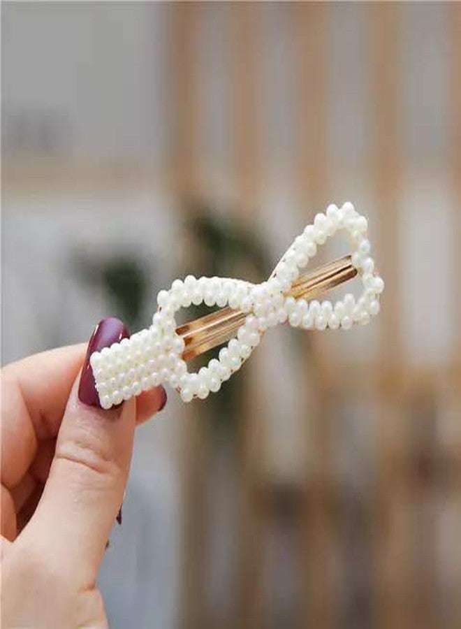 Rubela Pearl Metal Hair Clips Pins For Hair Styling/Pins Barrette Ties Hair for Women Girls, Elegant Handmade Fashion Hair Accessories Bobby Pin, Crow Clip Random Design for Party, Jewelry Pack of 4 - Image 4