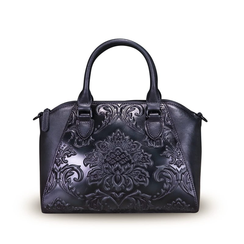 IVTG Genuine Leather Satchel for Women Top Handle Bags Handmade Purse Vintage Hobo Crossbody Handbags Tote Bag (Darkgrey) - Image 3