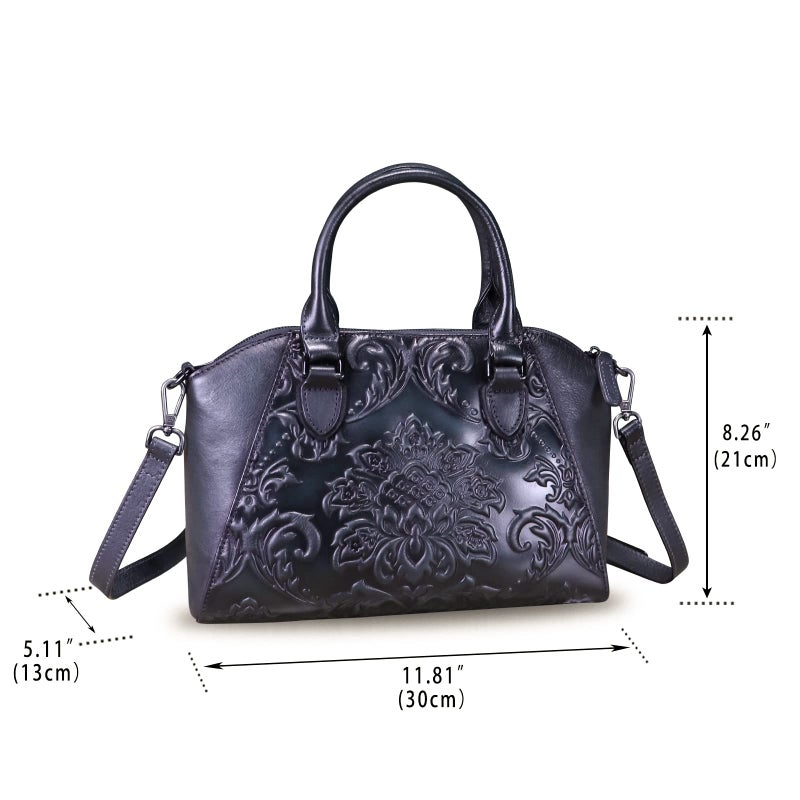 IVTG Genuine Leather Satchel for Women Top Handle Bags Handmade Purse Vintage Hobo Crossbody Handbags Tote Bag (Darkgrey) - Image 4