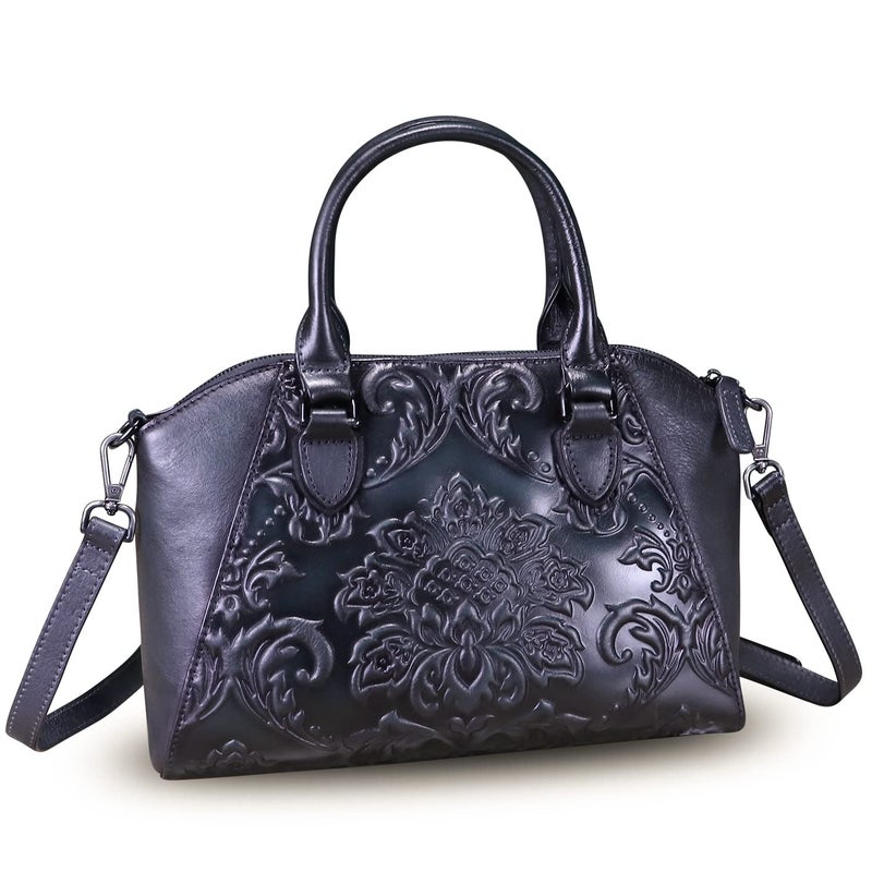 IVTG Genuine Leather Satchel for Women Top Handle Bags Handmade Purse Vintage Hobo Crossbody Handbags Tote Bag (Darkgrey) - Image 2