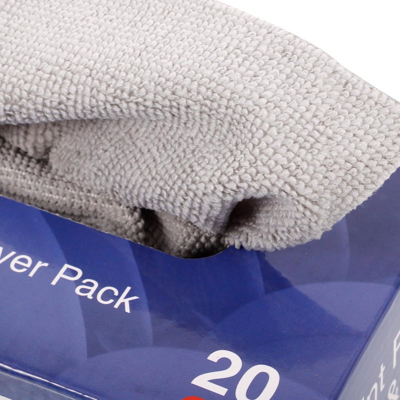 Grey Microfiber Cleaning Cloths 20pcs Box Reusable Kitchen Towels For Car - Image 4