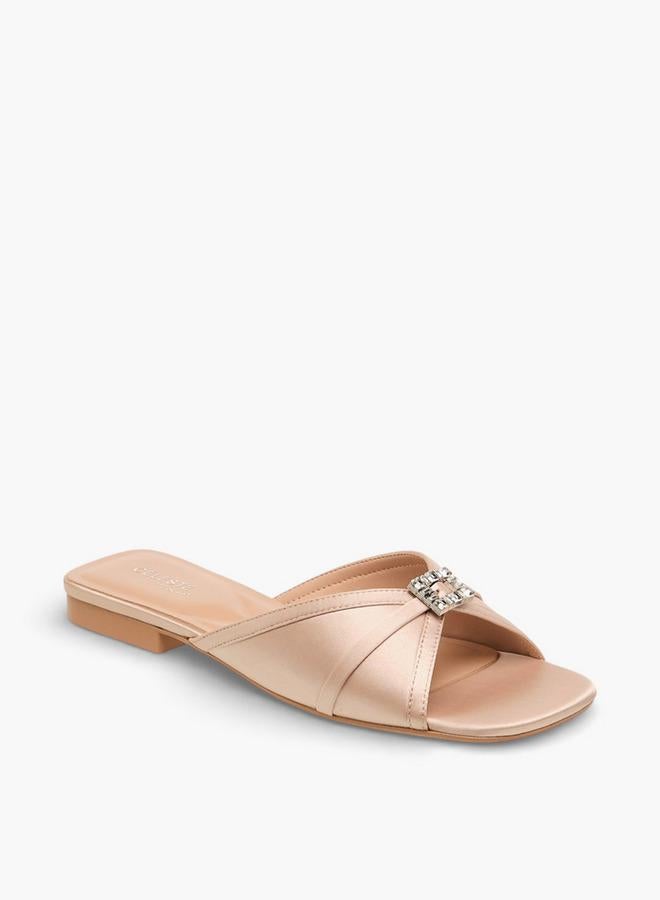 Celeste Women Embellished Satin Slip-On Sandals - Image 2