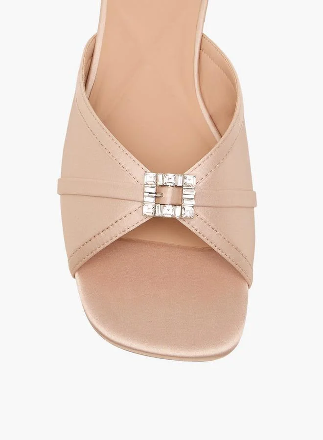 Celeste BEIGE Women Embellished Satin Slip-On Sandals for Women | Best Price UAE