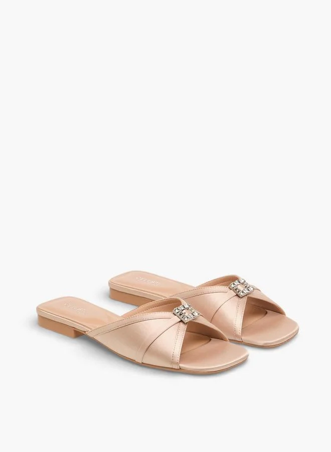 سيليست Women Embellished Satin Slip-On Sandals