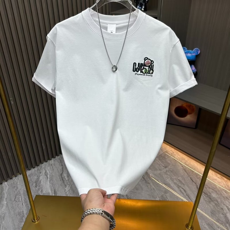 Men'S Round Neck Bear Short-Sleeved Fashionable Printed T-Shirt For Yumi Handsome All-Match Comfortable Youth Half-Sleeved - Image 3