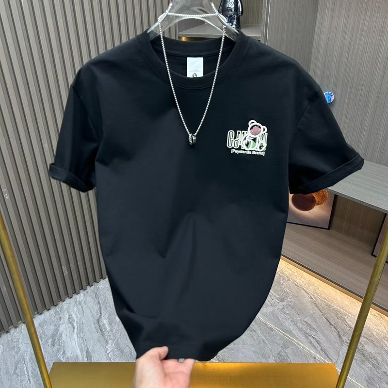Men'S Round Neck Bear Short-Sleeved Fashionable Printed T-Shirt For Yumi Handsome All-Match Comfortable Youth Half-Sleeved - Image 5