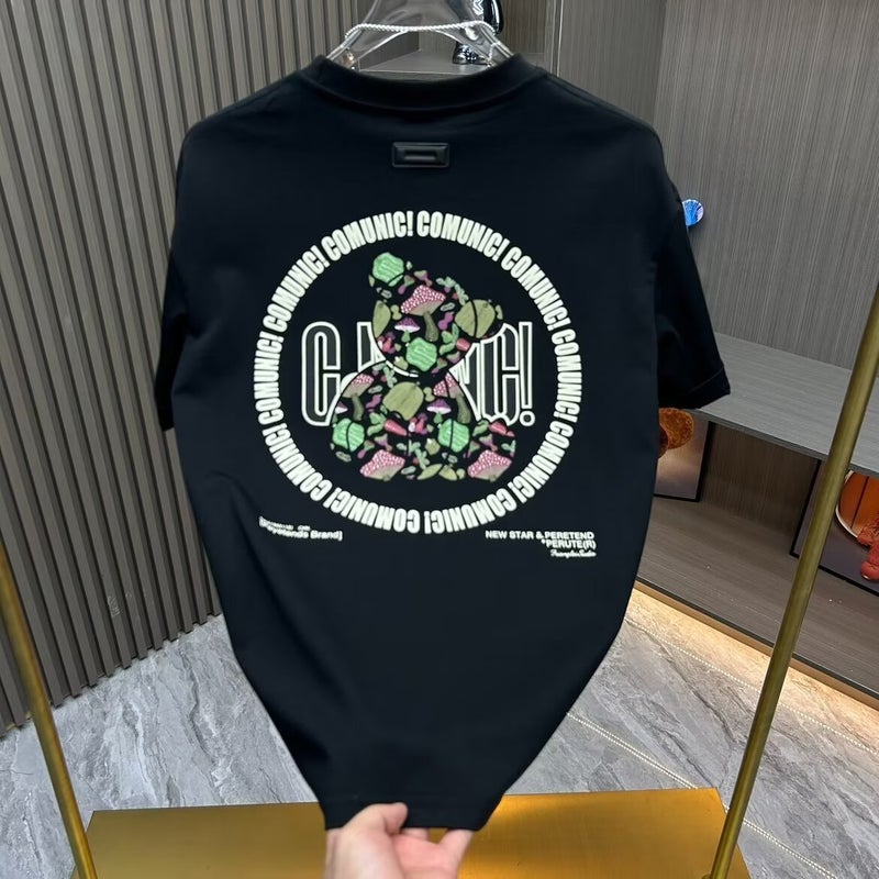 Men'S Round Neck Bear Short-Sleeved Fashionable Printed T-Shirt For Yumi Handsome All-Match Comfortable Youth Half-Sleeved - Image 4