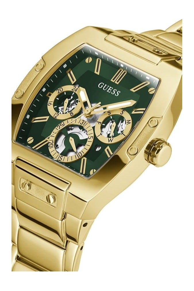 Guess US Men's Gold-Tone and Green Multifunction Watch - Image 4