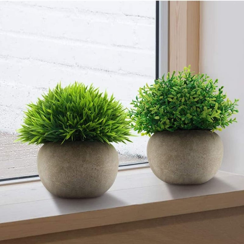 Velener Mini Sage Green Potted Boxwood Topiary Artificial Plants for Home Decor Indoor  Farmhouse House Plant Office Small Desk Shelf Apartment Coffee Bar Bathroom Decor Guest Room  Small Fake Plant - Image 5