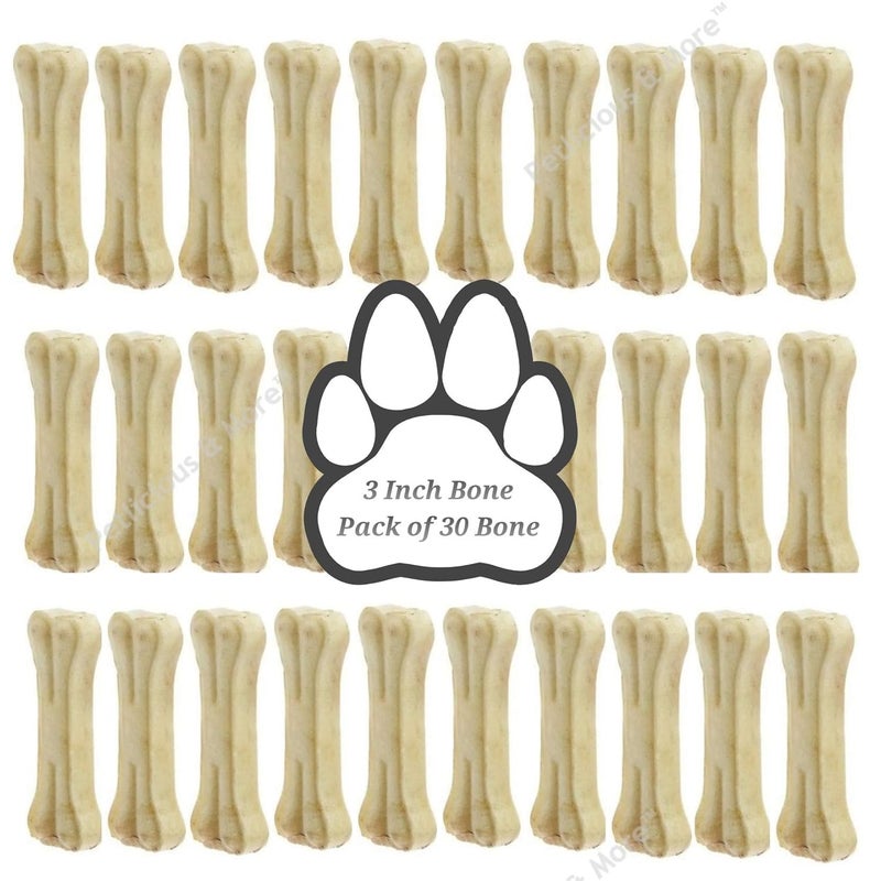 PETLICIOUS & MORE Rawhide Pressed Chew Dog Bone (3 Inches) - Combo Pack of 30 Pcs - Image 3