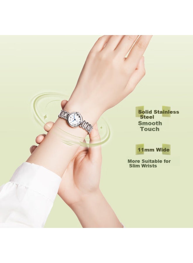 Ebohr Kana Series Mini Round Watch Steel Blue Needle Quartz Watch 51801426 For Girlfriend - Image 4