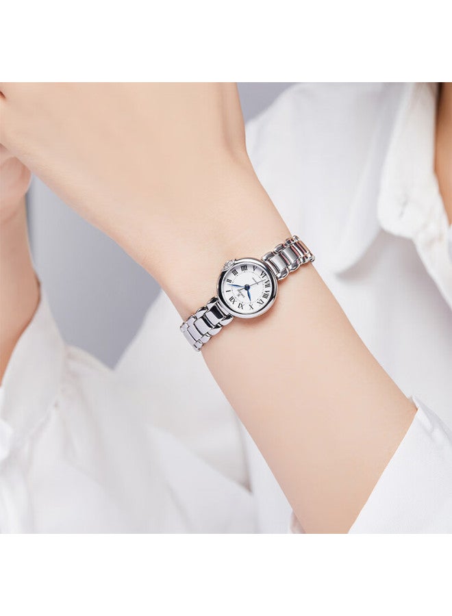 Ebohr Kana Series Mini Round Watch Steel Blue Needle Quartz Watch 51801426 For Girlfriend - Image 2