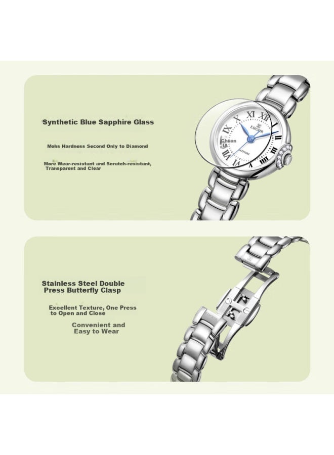 Ebohr Kana Series Mini Round Watch Steel Blue Needle Quartz Watch 51801426 For Girlfriend - Image 5