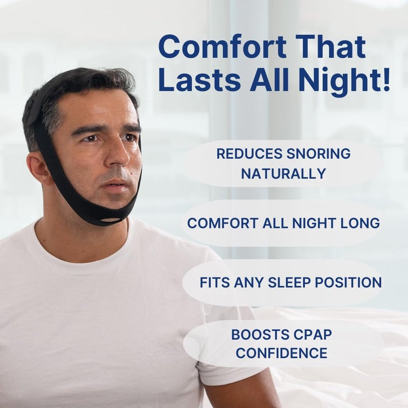 Snugell Premium Chin Strap for CPAP Users â€“ Adjustable and Comfortable Neoprene Design Chin Straps for Sleeping â€“ to Keep Mouth Closed During Sleep â€“ Improves CPAP Therapy â€“ Anti Snoring Straps - Image 3
