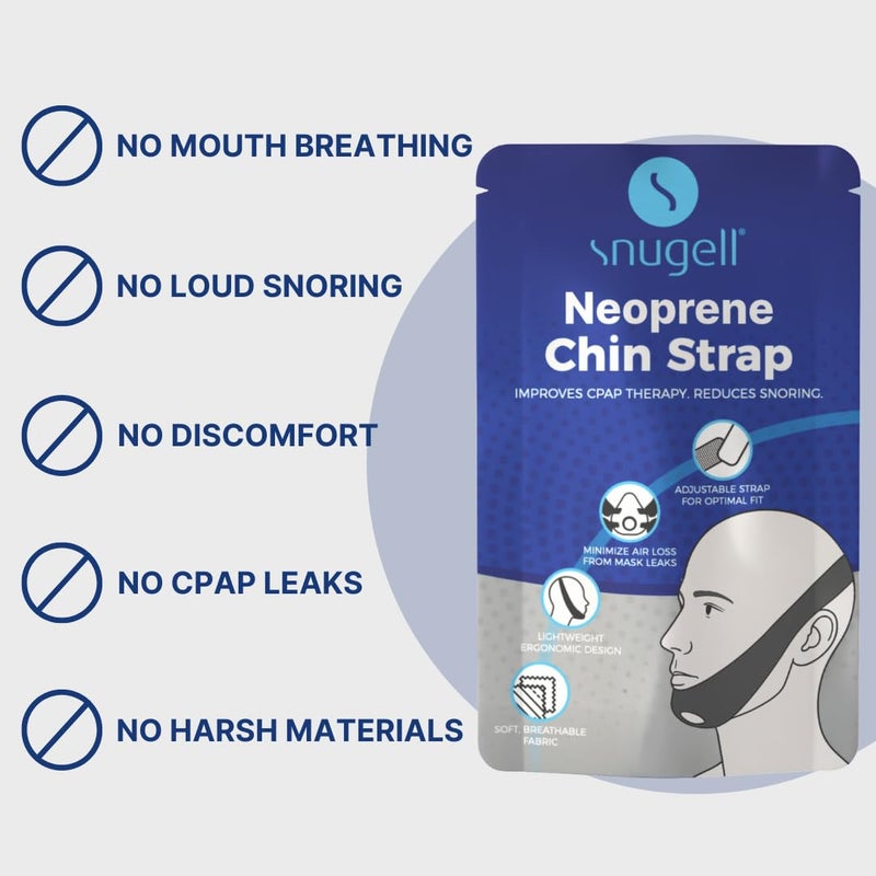 Snugell Premium Chin Strap for CPAP Users â€“ Adjustable and Comfortable Neoprene Design Chin Straps for Sleeping â€“ to Keep Mouth Closed During Sleep â€“ Improves CPAP Therapy â€“ Anti Snoring Straps - Image 5