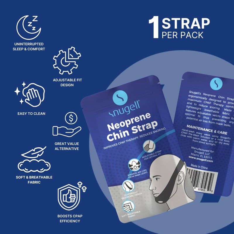 Snugell Premium Chin Strap for CPAP Users â€“ Adjustable and Comfortable Neoprene Design Chin Straps for Sleeping â€“ to Keep Mouth Closed During Sleep â€“ Improves CPAP Therapy â€“ Anti Snoring Straps - Image 2