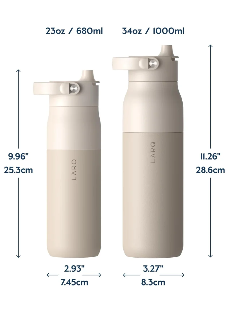 LARQ LARQ Bottle PureVis 2 34 oz - UV Water Purifier with Self-Cleaning + App Hydration Tracking, Insulated Stainless Steel Water Bottle | Reusable & Travel Friendly, 1-Year Warranty Mojave Dune 1L / 34oz