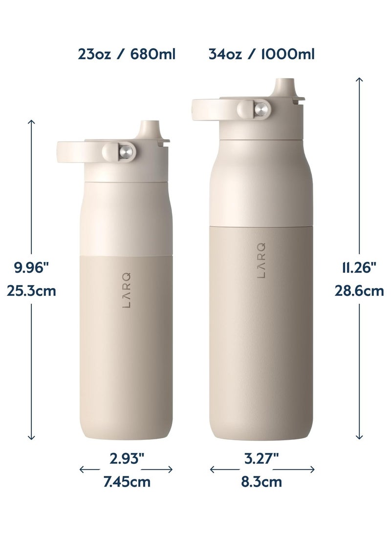 LARQ - LARQ Bottle PureVis 2 34 oz - UV Water Purifier with Self-Cleaning + App Hydration Tracking, Insulated Stainless Steel Water Bottle | Reusable & Travel Friendly, 1-Year Warranty Mojave Dune 1L / 34oz - Image 1