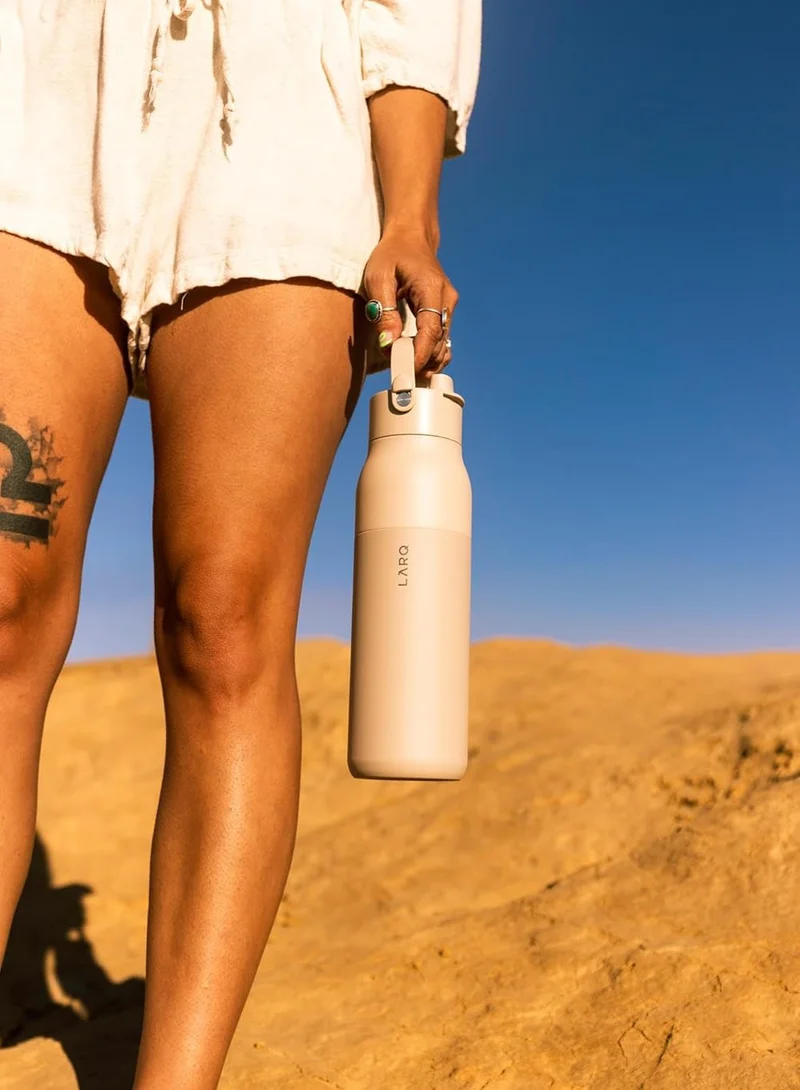 LARQ LARQ Bottle PureVis 2 34 oz - UV Water Purifier with Self-Cleaning + App Hydration Tracking, Insulated Stainless Steel Water Bottle | Reusable & Travel Friendly, 1-Year Warranty Mojave Dune 1L / 34oz