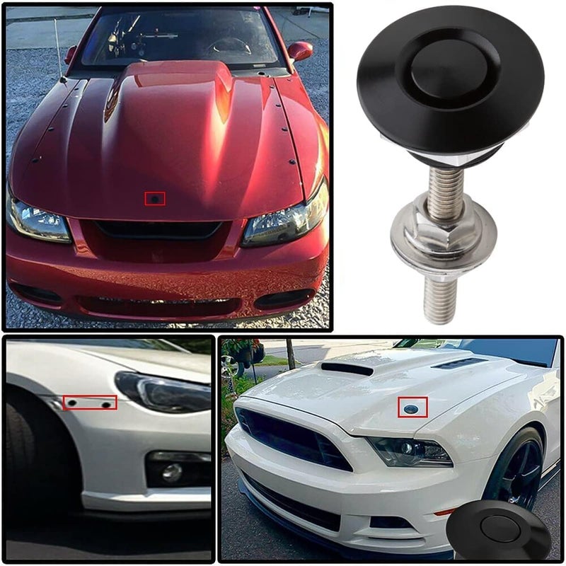 NFSpeeding Universal Aluminum Vehicle Hood Pins Quick Release Lock Latch Bumper License Plate Lock Clip Fastener Push Button Bonnet 1.25 inch Pack of 4 Demand fit global economical quality - Image 2