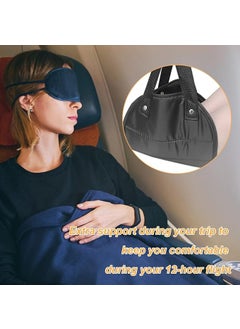 MTRoyaldia MTROYALDIA Airplane Foot Rest Adjustable Sling Foot Hammock for Flight Folding Foot Rest Travel Accessories with Storage Bag Portable Plane Travel Footrest for Airplanes Office Under Desk  - Image 3