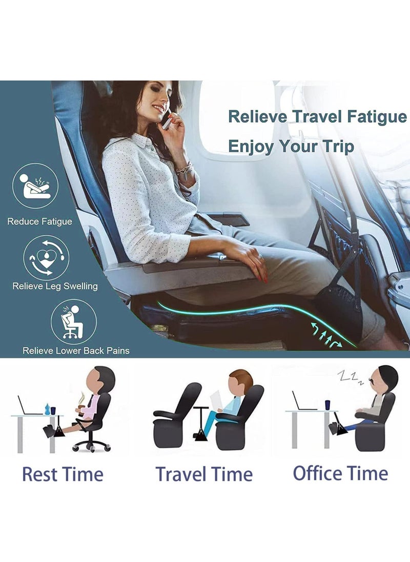 MTRoyaldia MTROYALDIA Airplane Foot Rest Adjustable Sling Foot Hammock for Flight Folding Foot Rest Travel Accessories with Storage Bag Portable Plane Travel Footrest for Airplanes Office Under Desk  - Image 5
