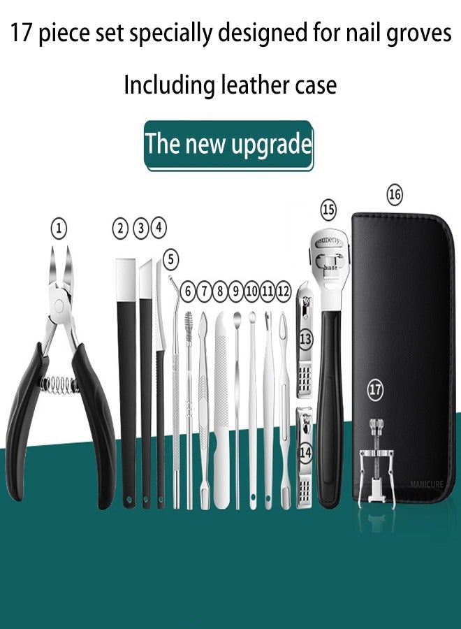 ZCM-HAPPY 17 Piece Upgraded Collection For Nail Care and Manicure and Pedicure Tool Kit With Leather Case - Image 3