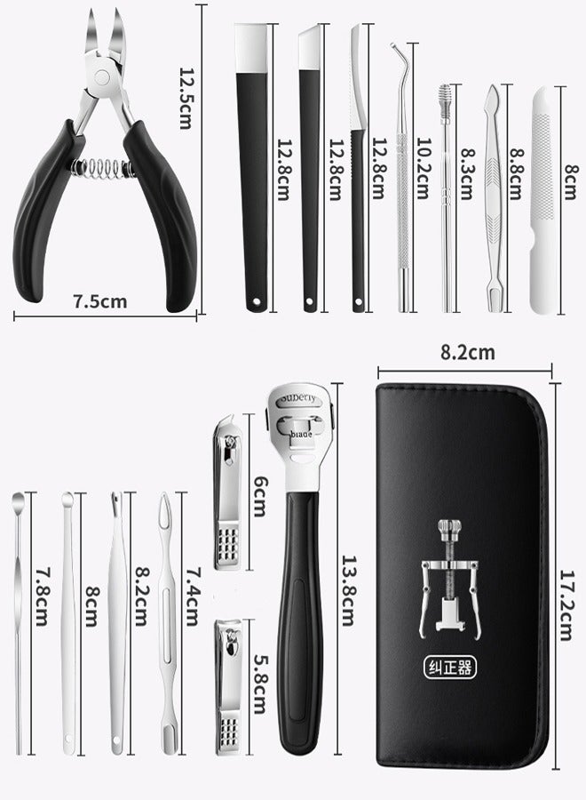 ZCM-HAPPY 17 Piece Upgraded Collection For Nail Care and Manicure and Pedicure Tool Kit With Leather Case - Image 2