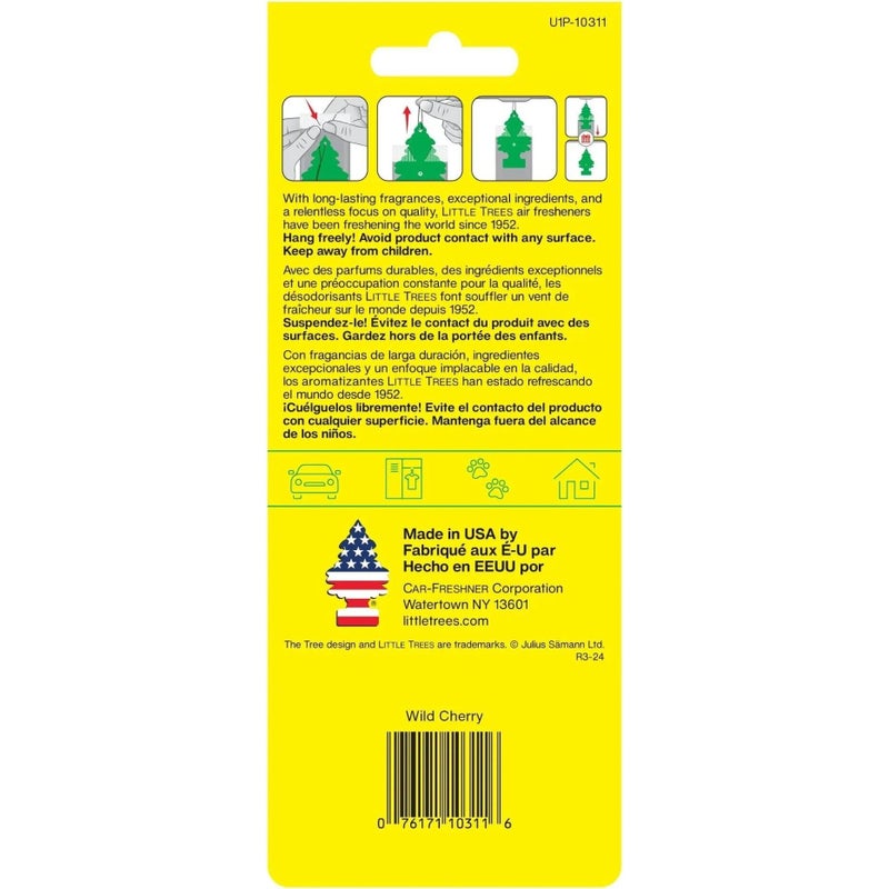 LITTLE TREES Car Air Freshener | Hanging Paper Tree for Home or Car | Wild Cherry | Single Tree per Package - Image 4