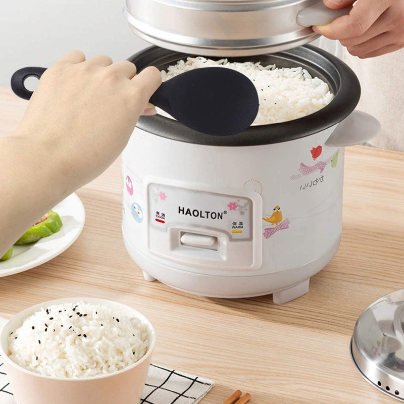 we3 Non-Stick Rice Spoon Silicone Ladle Soup Spoon with Handle for Dining Table 22.3 x 6.8 cm. (Black) - Image 3