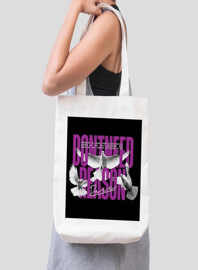 ARTBUG Tote Bag for Women, Aesthetic, Stylish, Ecofriendly, For College Girls, Office, Beach and Outings -Don't Need Reason Dove Printed Canvas D - 278 - Image 3