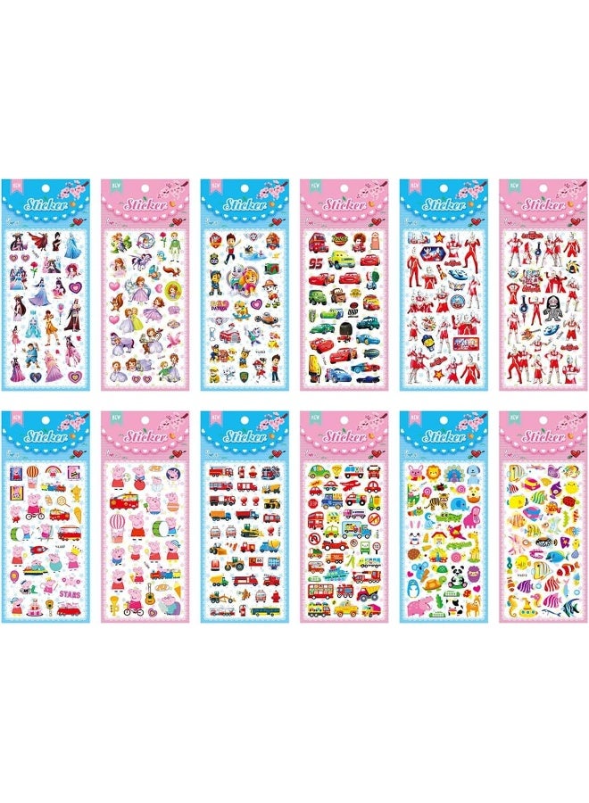 ECVV 24 Pieces 3D Dress-Up Sticker Mat Playset - Reusable Foam Princess Stickers for Girls' Crafty Fun  - Image 1