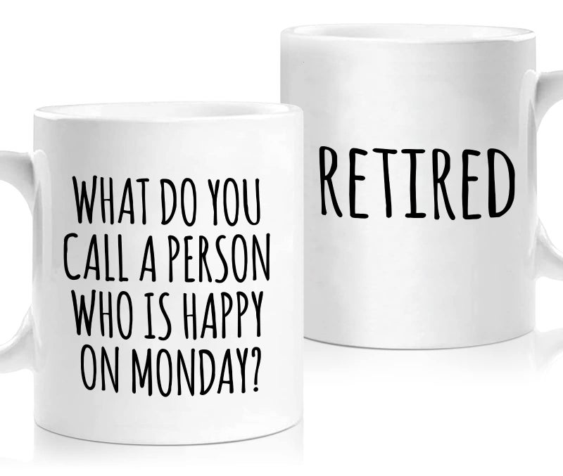 Shqiueos Funny Retirement Gifts for Woman Men Happy Retirement Mug 11 Oz Best Retirement Gift for Women 2025 Gag Farewell Present for Coworkers Nurse Teacher Boss Office Retired Coffee Cup