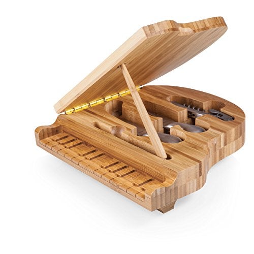 PICNIC TIME TOSCANA  a Picnic Time brand Piano Cheese Board  Knife Set Novelty Charcuterie Board with Cheese Knife Set Cheese Boards Charcuterie Boards Bamboo 