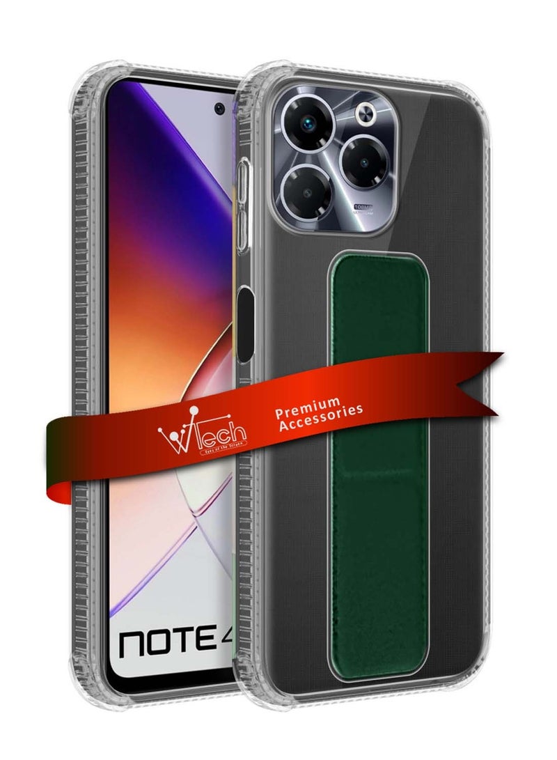Wtech Infinix Note 40X 5G 2024 TPU Hand Grip Air Pillow Case Cover - Clear/Dark Green - Image 1