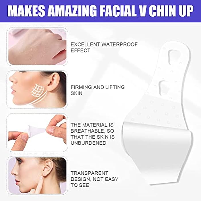 ZSIGNS Face Lift Tape Instant Face Lifting Sticker Invisible Waterproof Elasticity Wrinkle Lift Patches Makeup Face Lift Tools for Instant Face, Neck Lift, Reduce Double Chin - 40 PCS - Image 4