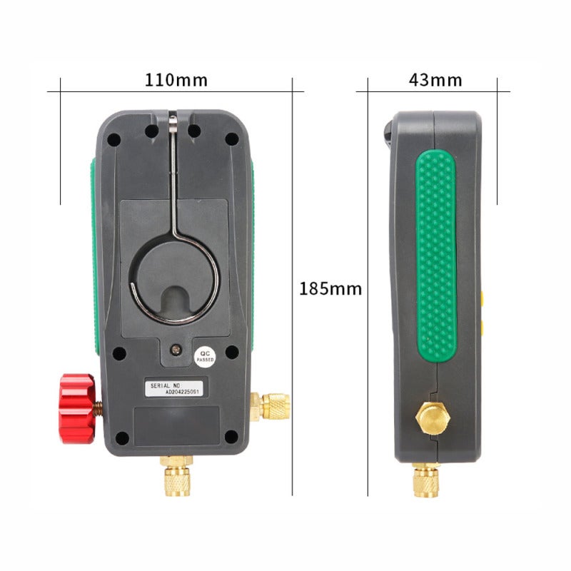 Digital Manifold Gauge: Grey Multifunctional Tester - 89 Refrigerant Database Backlit Large Screen Refrigeration Digital Manifold Gauge for HVAC Refrigeration Equipment Installation Inspection Mainten - Image 2