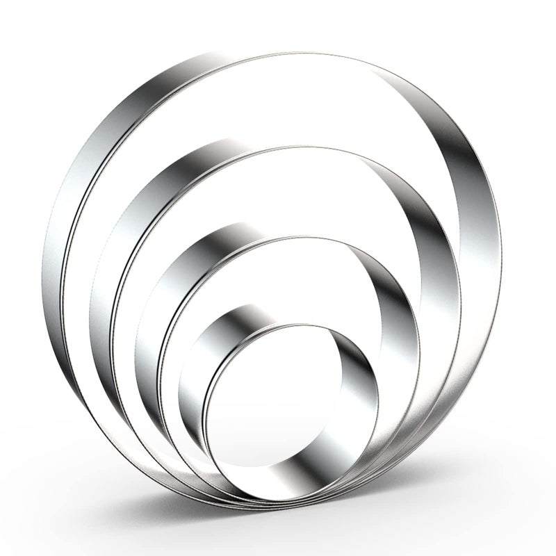 Circle Round Biscuit Cookie Cutter Set Large Donut Cutter Ring Molds 5 Inch 4 Inch 3 Inch 2 Inch Geometric Plaque Cookie Cutters Shapes Stainless Steel