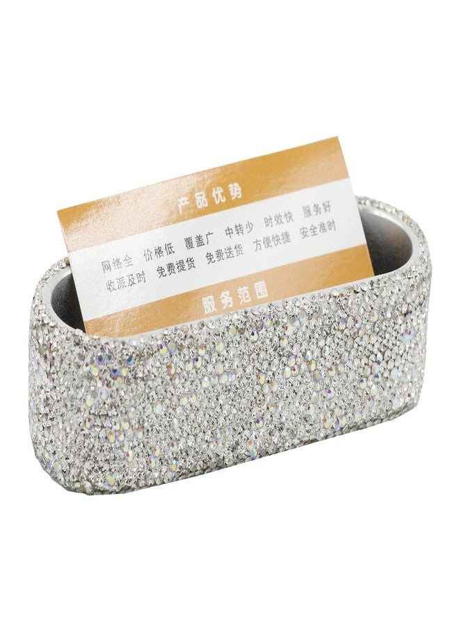 Bestbling Bling Luxury Crystal Business Card Holder for Desk Business Card Display Rhinestone Business Card Stand Desktop Business Card Holders (Silver) - Image 1