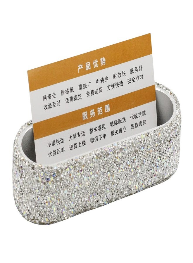 Bestbling Bling Luxury Crystal Business Card Holder for Desk Business Card Display Rhinestone Business Card Stand Desktop Business Card Holders (Silver) - Image 3