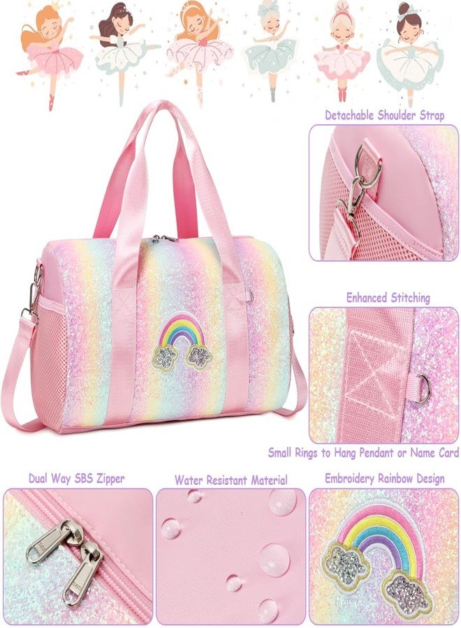 Meisohua Ballet Dance Bag for Girls Dancers Shiny Rainbow Glitter Sports Duffle Bag for Kids Girls Ballerina Duffle with Shoulder Strap and Waterproof Wet Pocket - Image 5