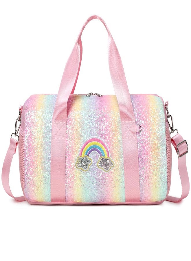 Meisohua Ballet Dance Bag for Girls Dancers Shiny Rainbow Glitter Sports Duffle Bag for Kids Girls Ballerina Duffle with Shoulder Strap and Waterproof Wet Pocket - Image 1