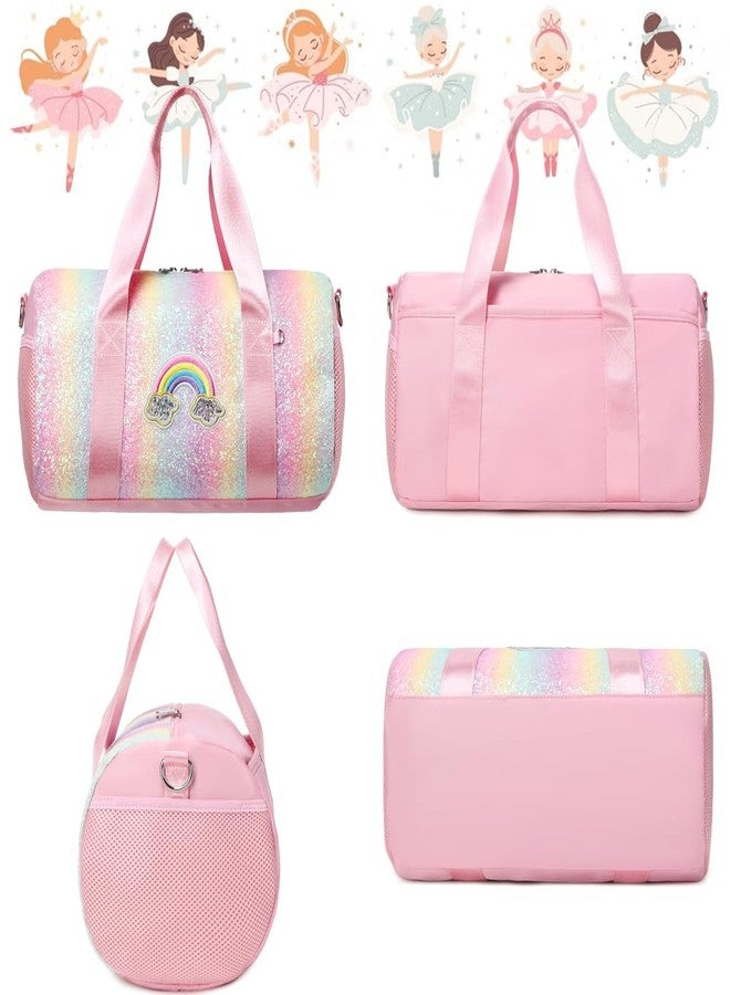 Meisohua Ballet Dance Bag for Girls Dancers Shiny Rainbow Glitter Sports Duffle Bag for Kids Girls Ballerina Duffle with Shoulder Strap and Waterproof Wet Pocket - Image 4